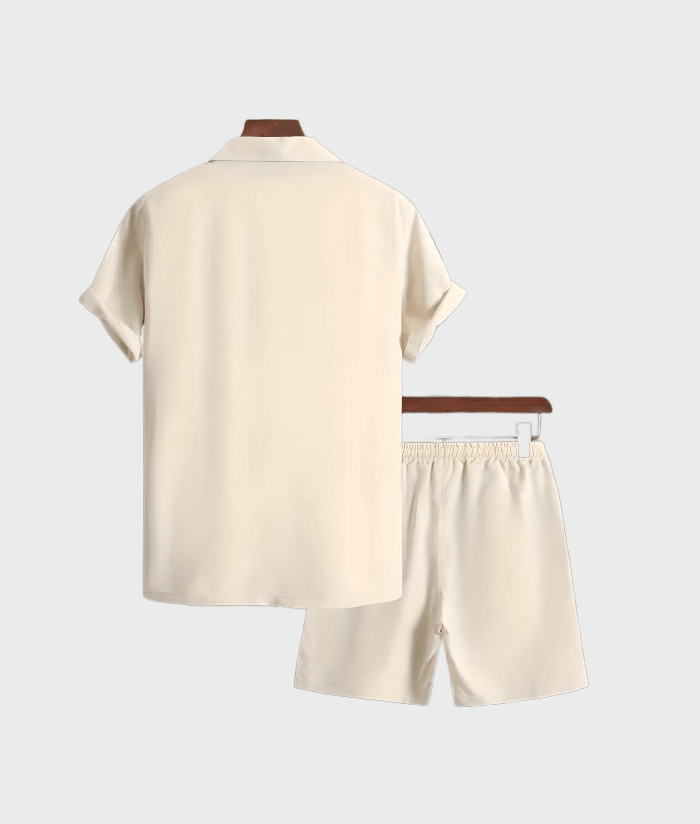 Sydney - 2-delige set beige blouse en beige shorts - Miller-Mode