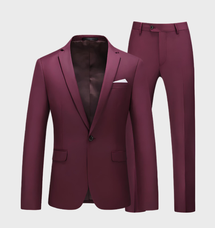 2-delige set van mannen effen kleur reverskraagpak met zakken in combinatie met een formele broek