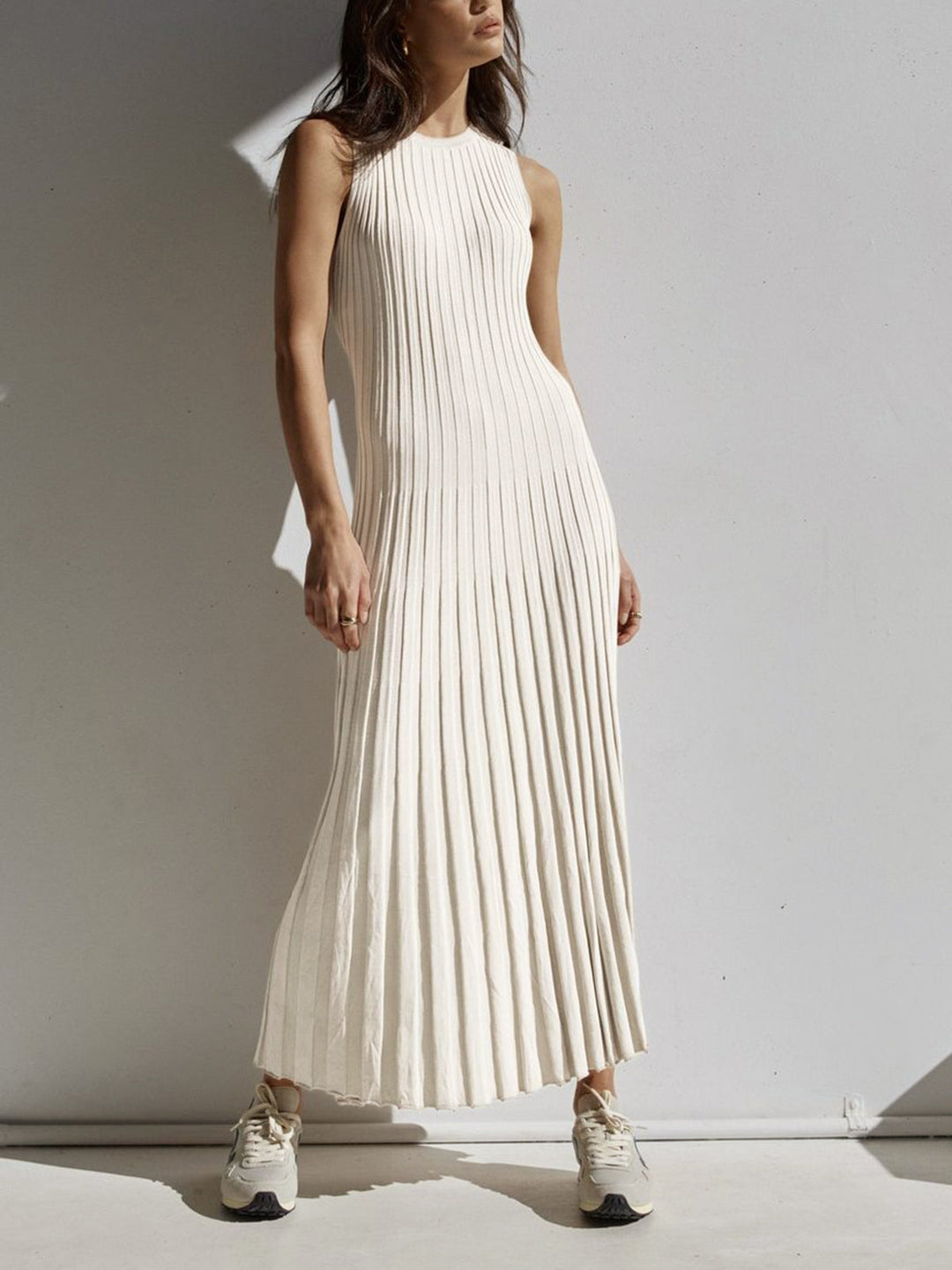 Camille Gebreide Plooi Maxi Dress