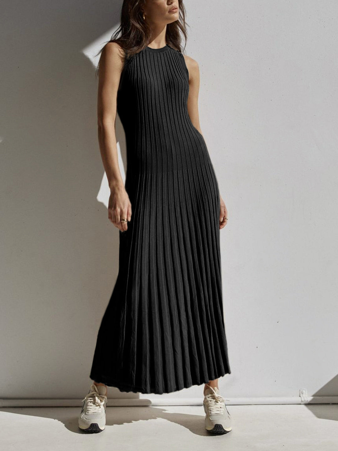 Camille Gebreide Plooi Maxi Dress