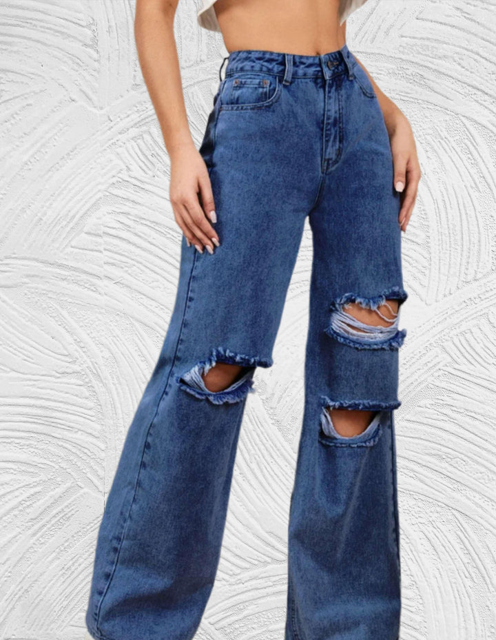 Clarissa - Losse jeans met hoge taille en gescheurd ontwerp - Miller-Mode