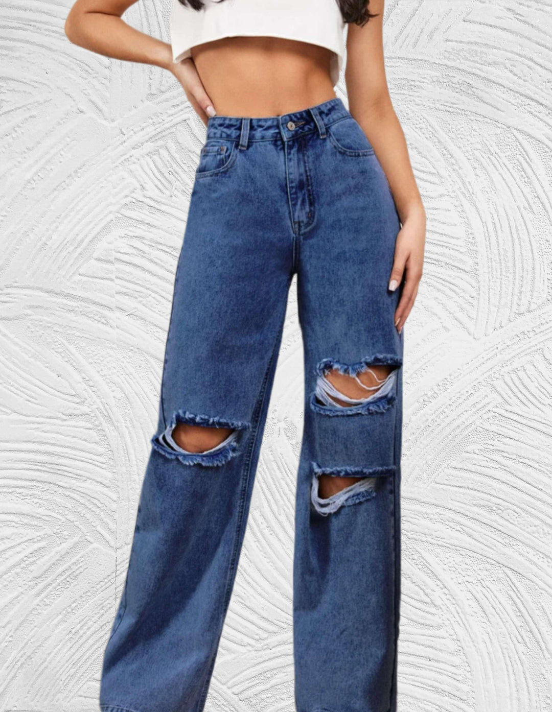 Clarissa - Losse jeans met hoge taille en gescheurd ontwerp - Miller-Mode