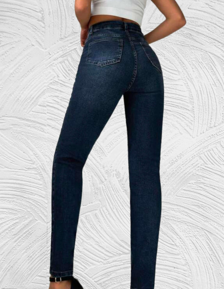 Ellisabeta - Strakke jeans met hoge taille en gescheurd ontwerp - Miller-Mode