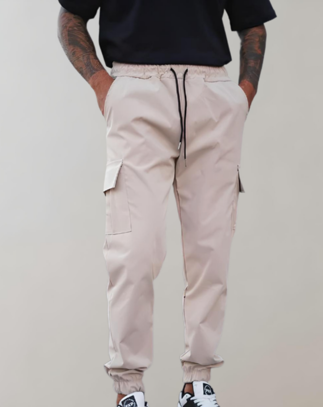 Slim fit, effen kleur jogger met meerdere zakken en rekbare taille