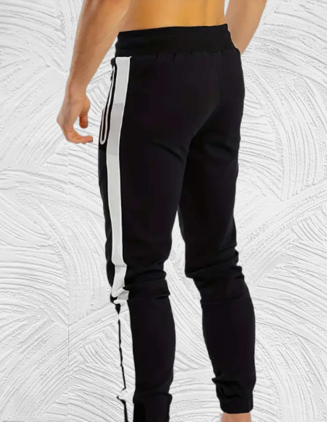 Kingston - Zwarte slim fit joggingbroek met hoge taille voor heren met witte voering - Miller-Mode