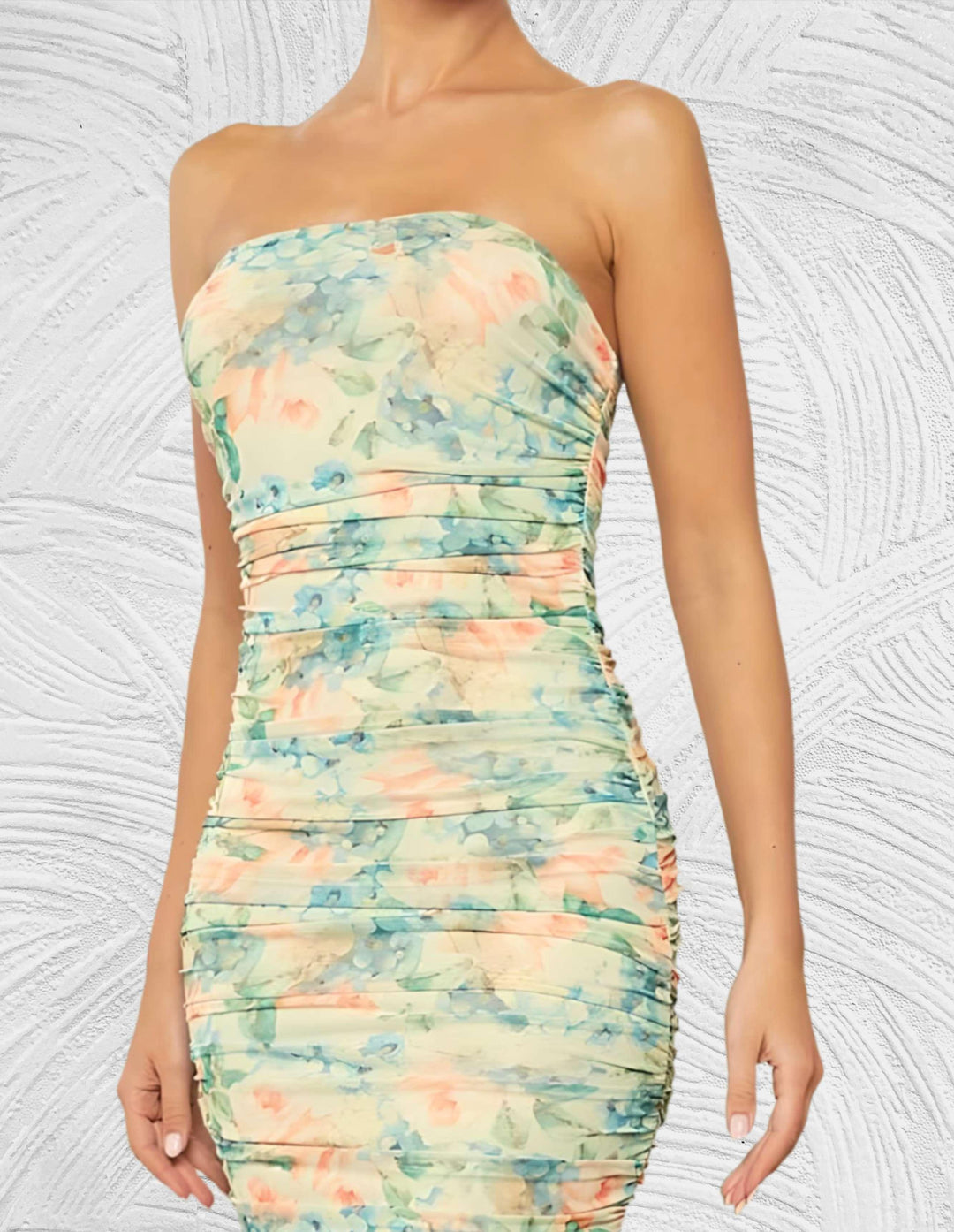 Linea - Lange bodycon kokerjurk met bloemenprint en zijsplit - Miller-Mode