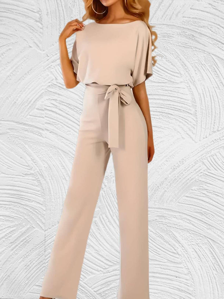 Ruth- Elegante slim fit jumpsuit met riemknoopontwerp - Miller-Mode