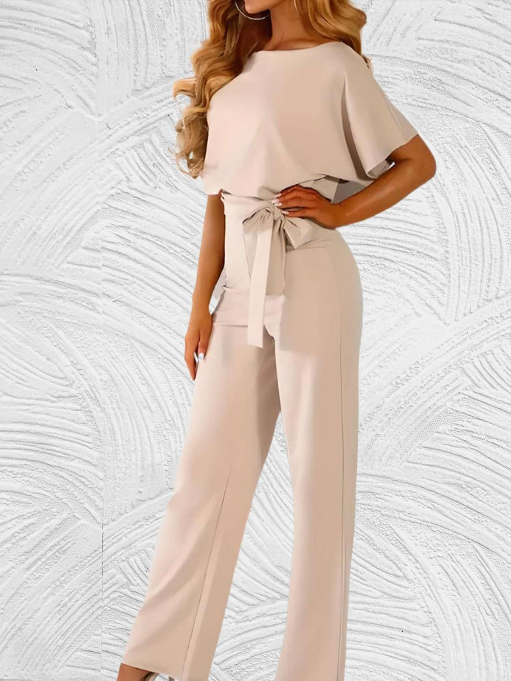 Ruth- Elegante slim fit jumpsuit met riemknoopontwerp - Miller-Mode