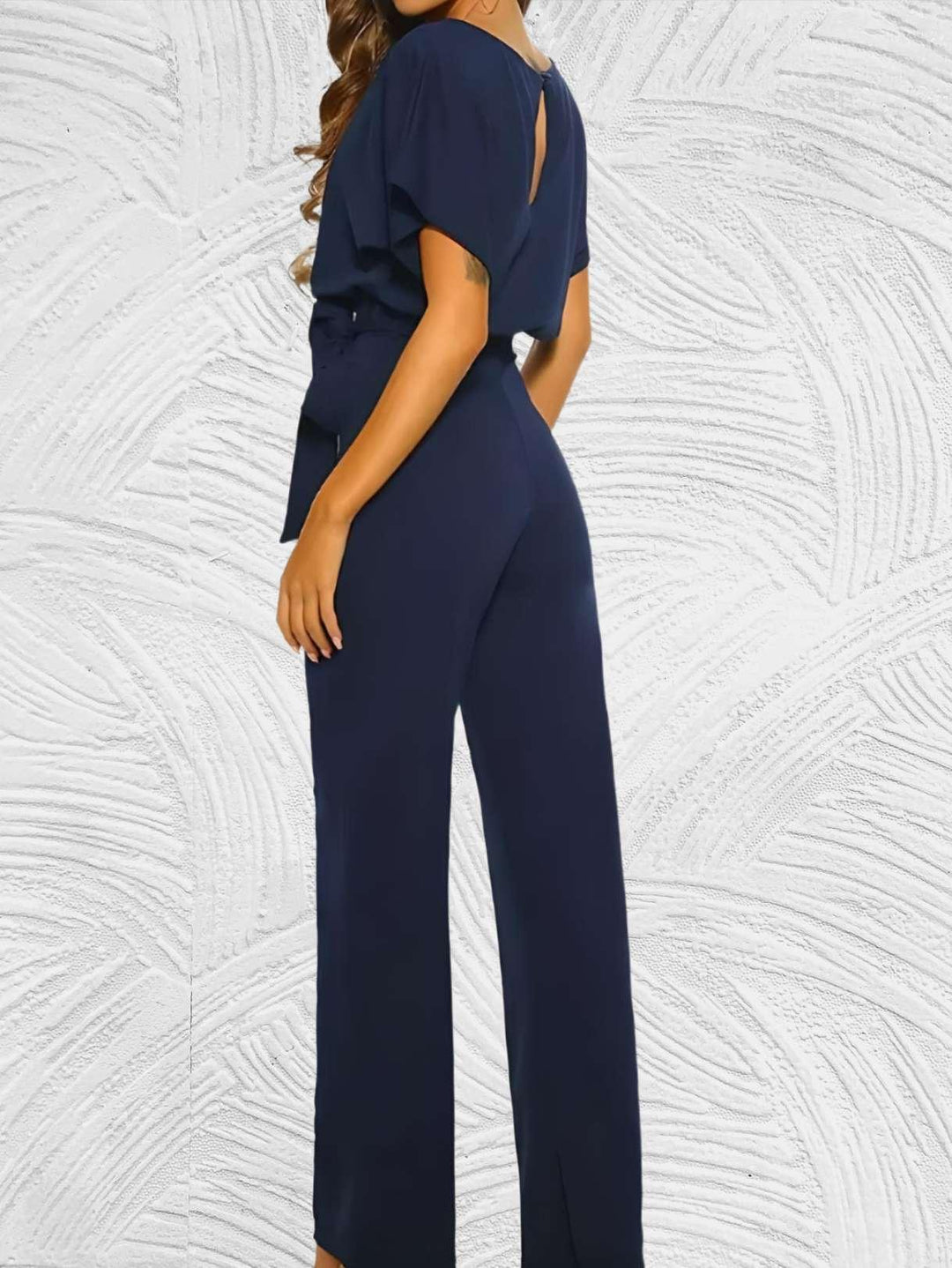 Ruth- Elegante slim fit jumpsuit met riemknoopontwerp - Miller-Mode