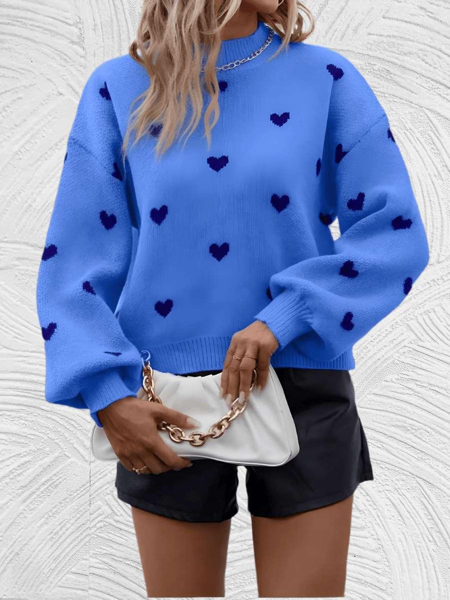 Heart- Oversized trui met ronde hals en hartjesprint - Miller-Mode